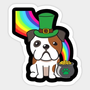 Funny bulldog celebrates st patricks day Sticker